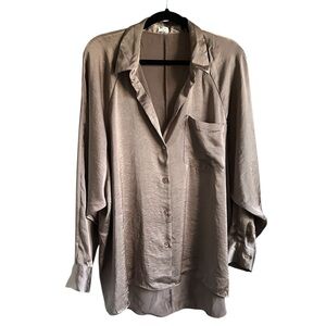 Wilfred Womens Relaxed Stain Silk Like Relaxed Button Up Blouse Size Large